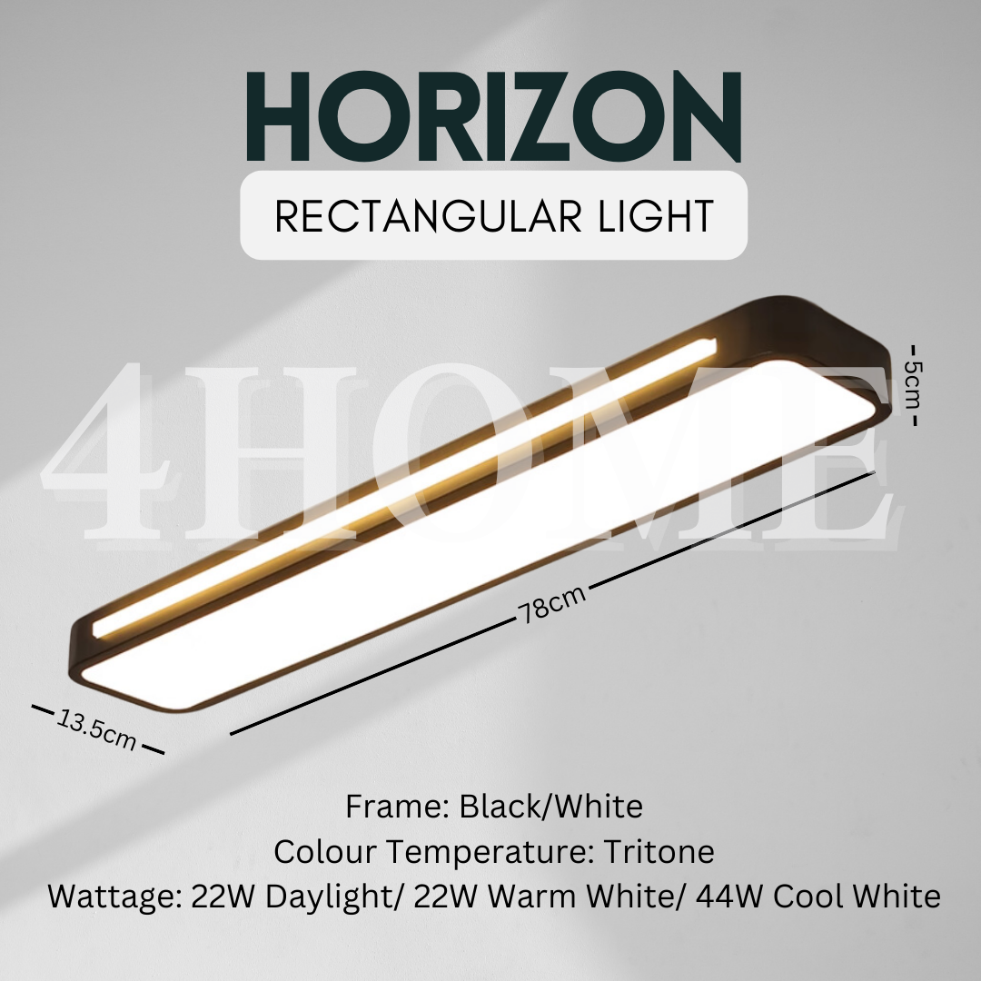 Nordic Horizon Black White Rectangular Linear Pod Led Ceiling Light 78cm Corridor Bedroom Service Yard 4HOME SINGAPORE - 4HOME
