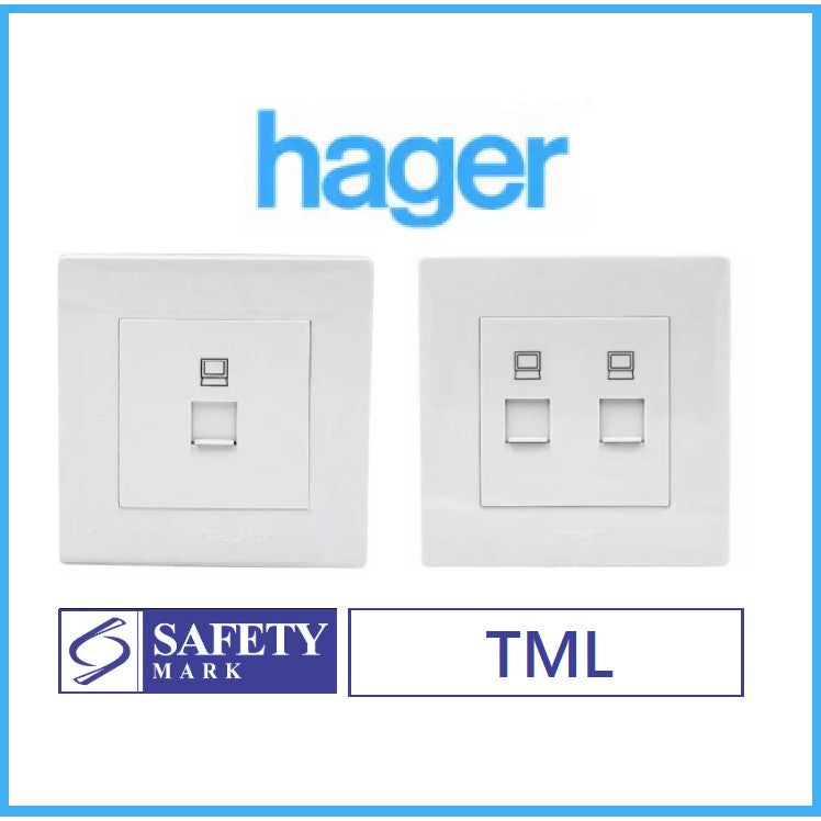 Hager RJ45 Cat 6 Single Double Data Outlet White WXET1RJ6 WXET2RJ6 CAT6 4HOME SINGAPORE - 4HOME