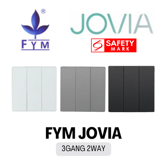 FYM Jovia 3Gang2Way Light Switch Matt Black Space Grey White 4HOME SINGAPORE - 4HOME