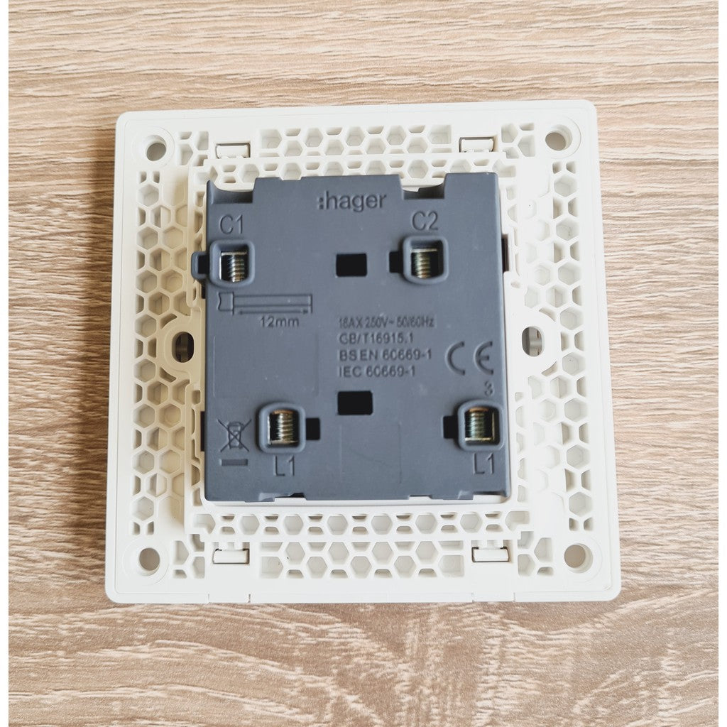 Hager 2Gang 2G1W 2G2W Double Wall Switch White 4HOME SINGAPORE - 4HOME