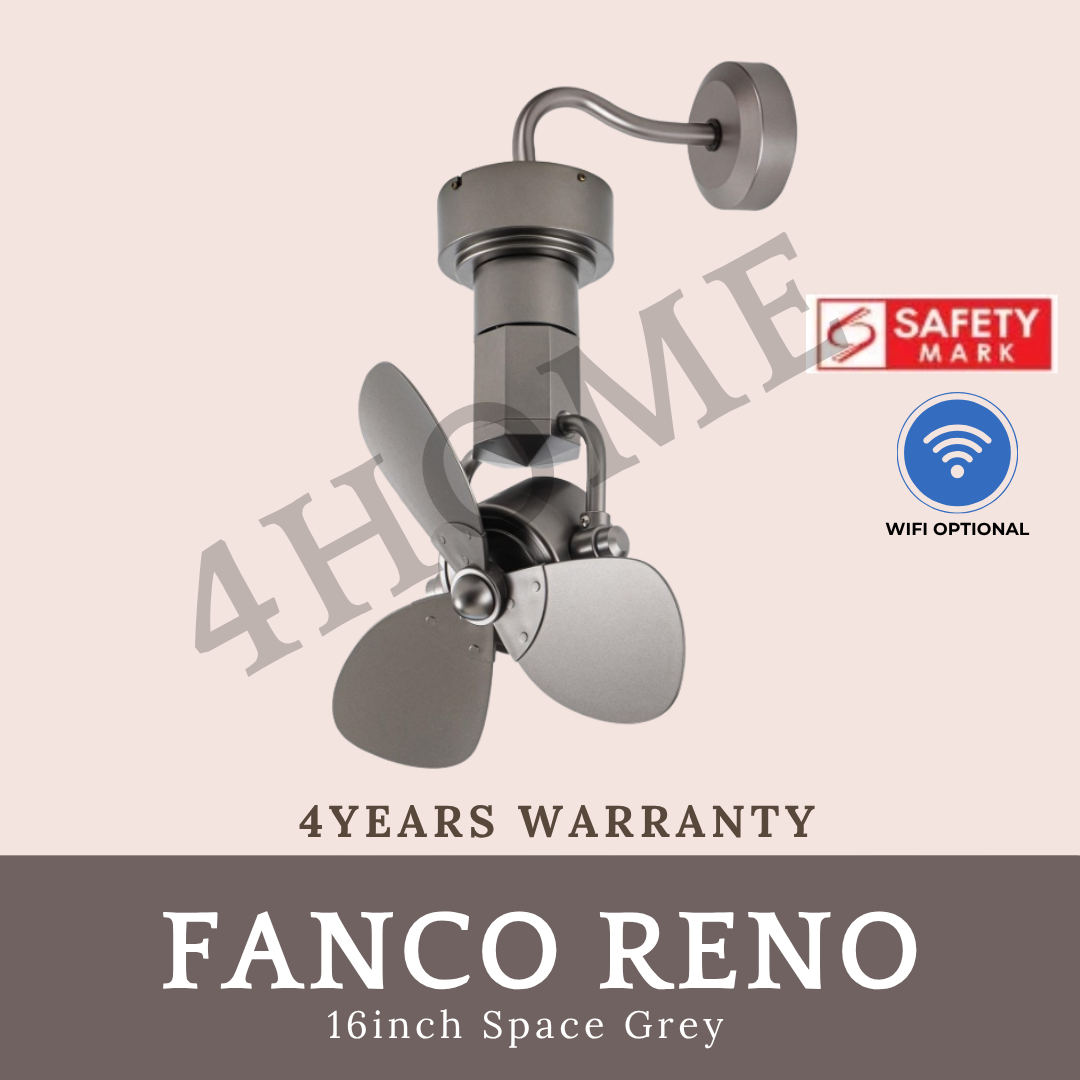 Fanco Reno Space Grey Corner Fan Wall Mount