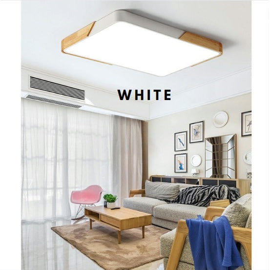 48W 72W Nordic Black White with Wood Rectangular LED Ceiling Light for Kitchen Living Room 4HOME SINGAPORE - 4HOME