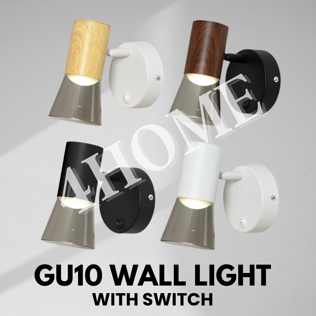 Premium GU10 Wall Light with ON OFF Switch Dark Wood Light Wood Black White 4HOME SINGAPORE - 4HOME