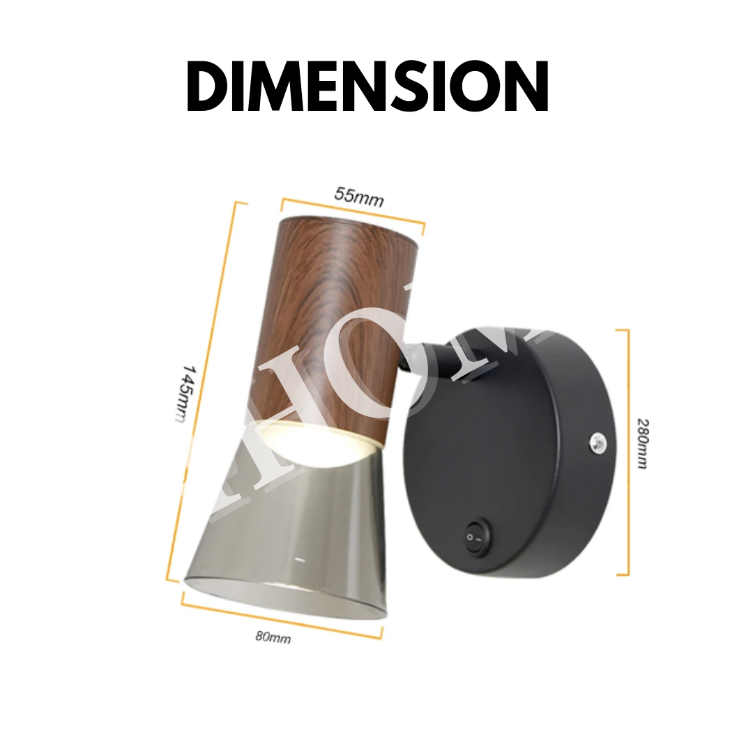 Premium GU10 Wall Light with ON OFF Switch Dark Wood Light Wood Black White 4HOME SINGAPORE - 4HOME