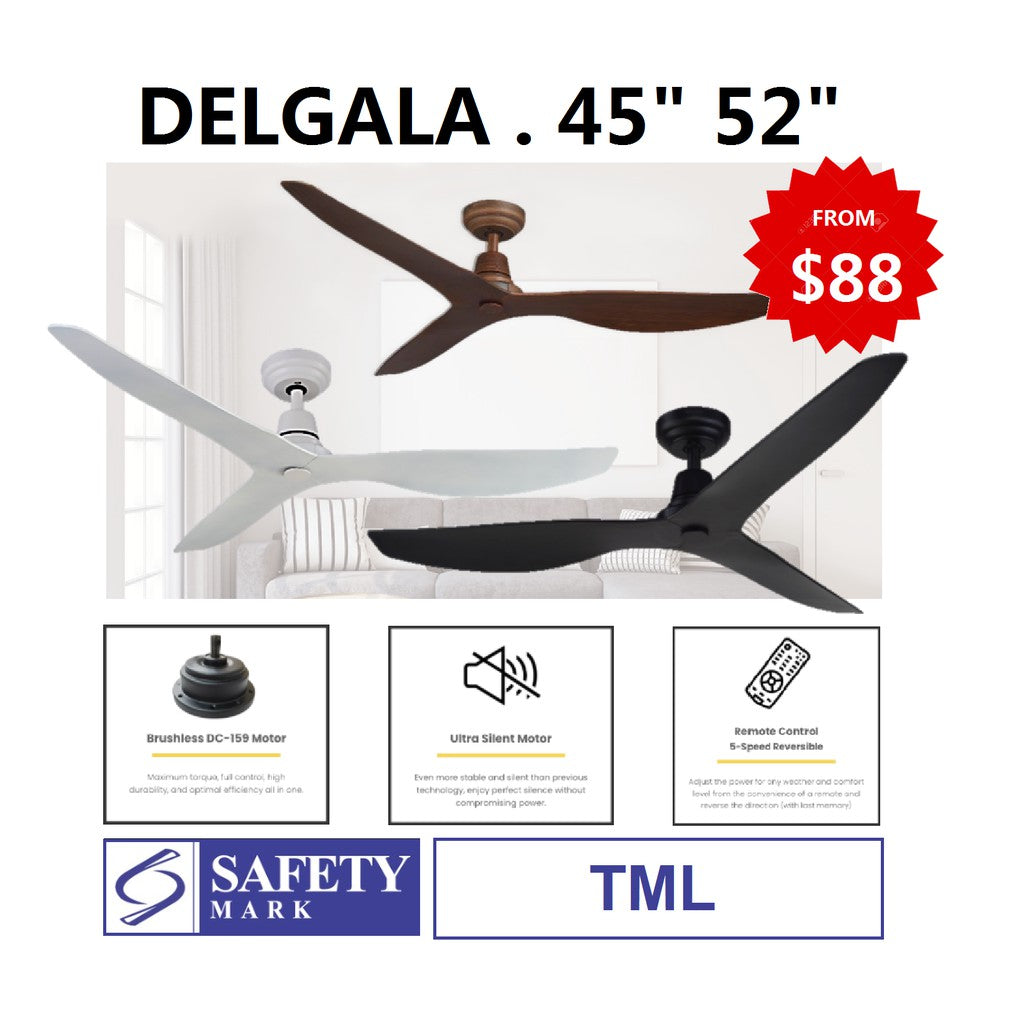 Fanco DELGALA DC Ceiling Fan 45" 52" (Safety Mark) 4HOME SINGAPORE - 4HOME