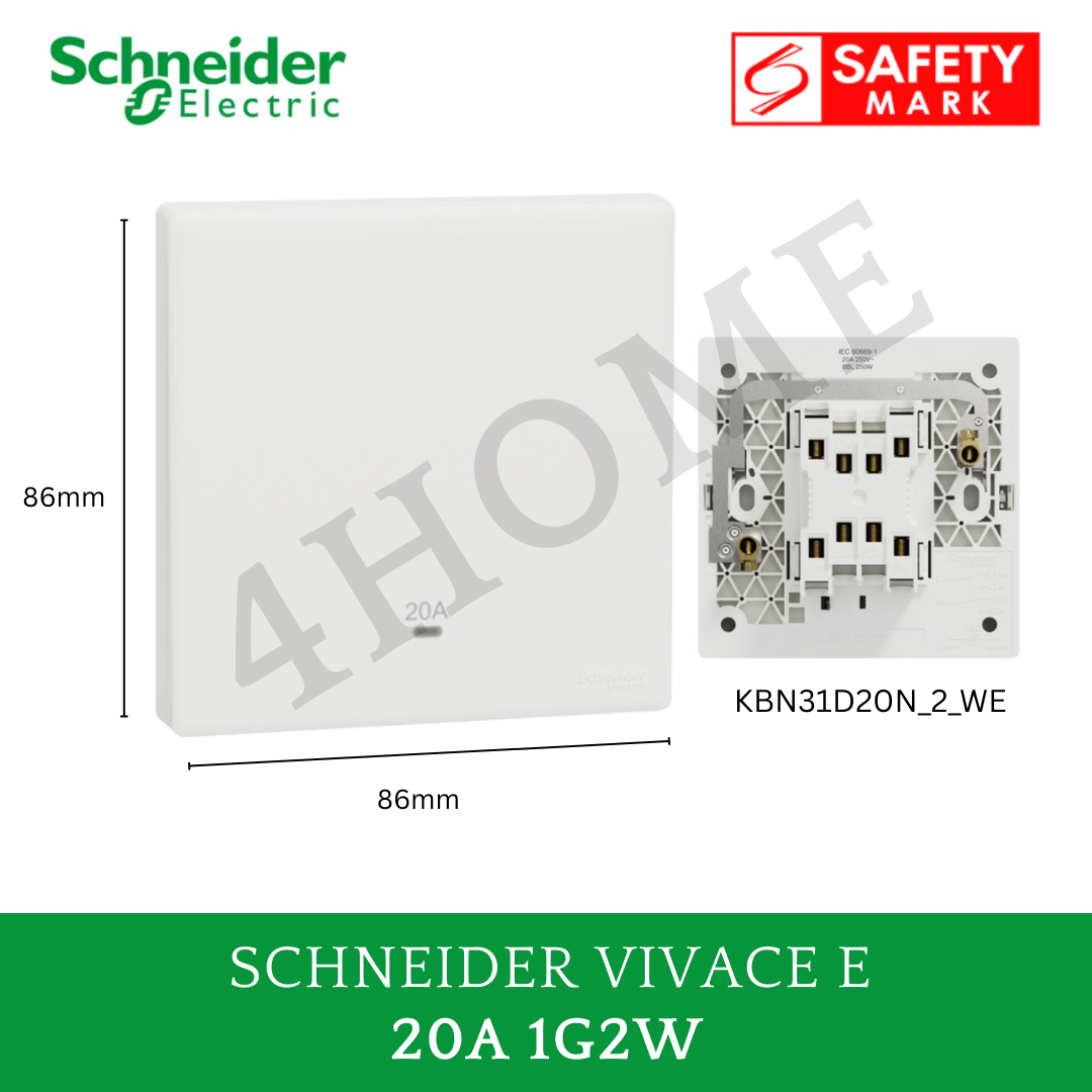 Schneider Vivace E White Switch Socket – Modern Minimalist Design Frameless Glossy White