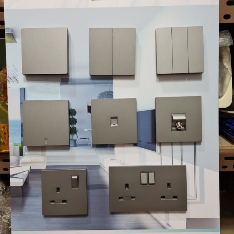 FYM Jovia Matt Black Grey White Frameless Switch Socket 4HOME SINGAPORE - 4HOME