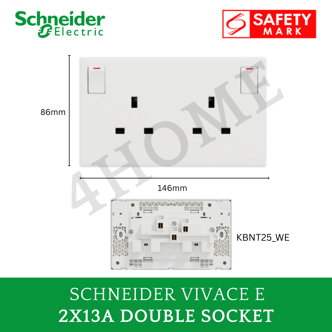 Schneider Vivace E White Switch Socket – Modern Minimalist Design Frameless Glossy White