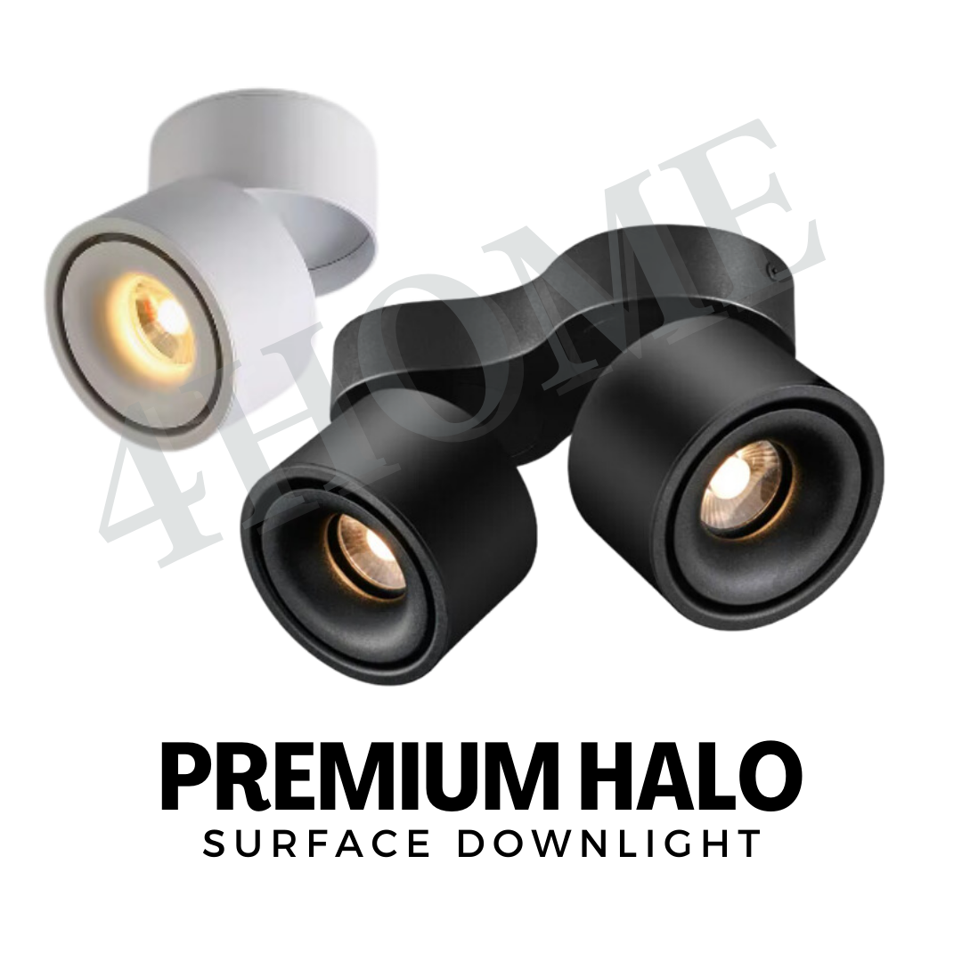 Premium White Black Single Head Double Head Halo Cylindrical Spotlight Surface Mounted Downlight 4HOME SINGAPORE - 4HOME