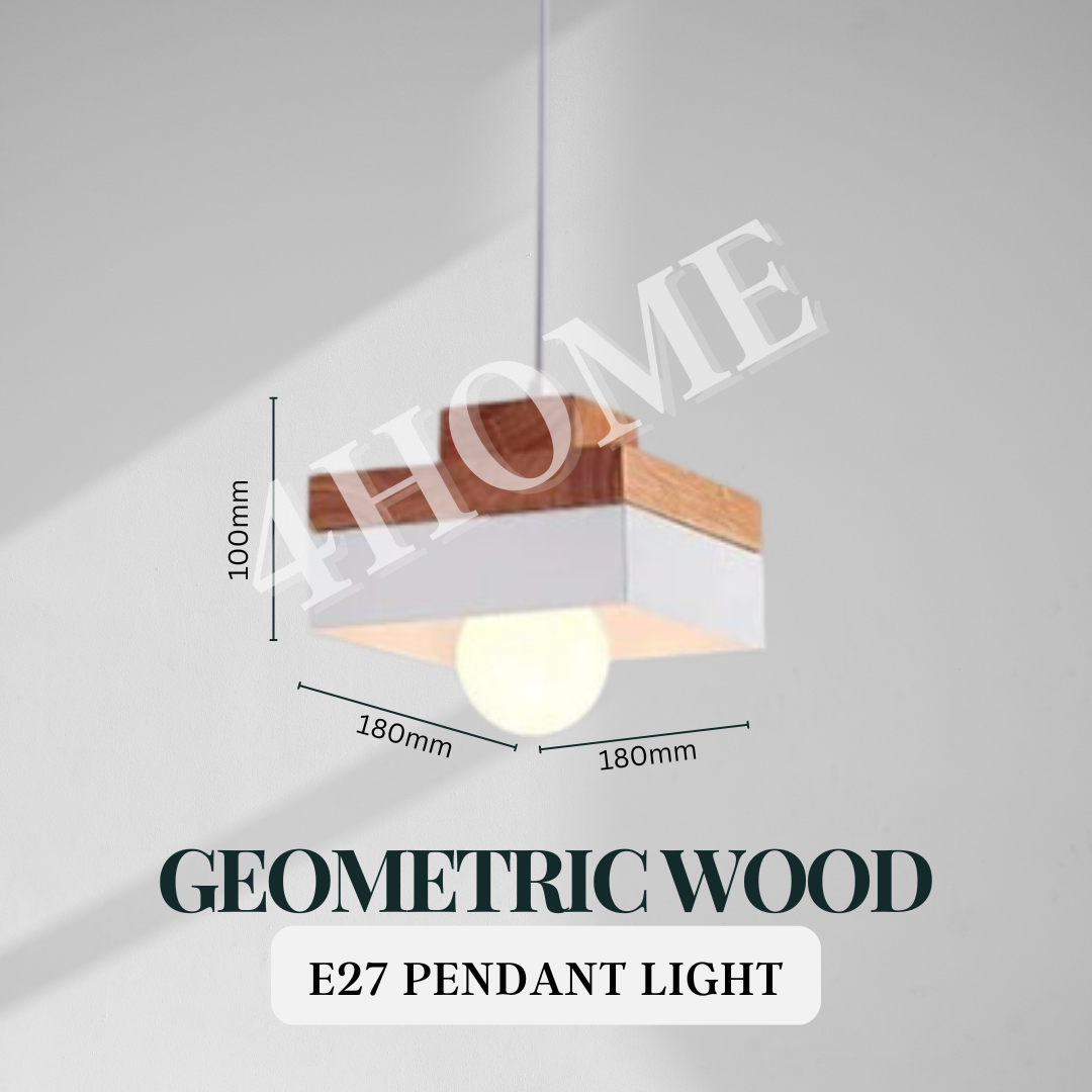 Premium Japanese Style Light Wood Scandinavian E27 Pendant Light Geometric 4HOME SINGAPORE - 4HOME