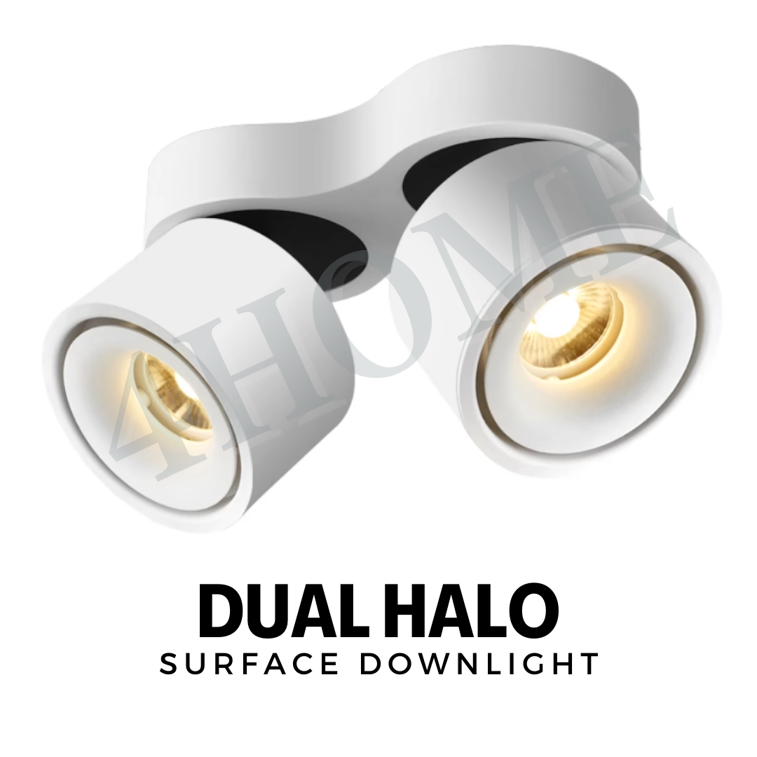 Premium White Black Single Head Double Head Halo Cylindrical Spotlight Surface Mounted Downlight 4HOME SINGAPORE - 4HOME