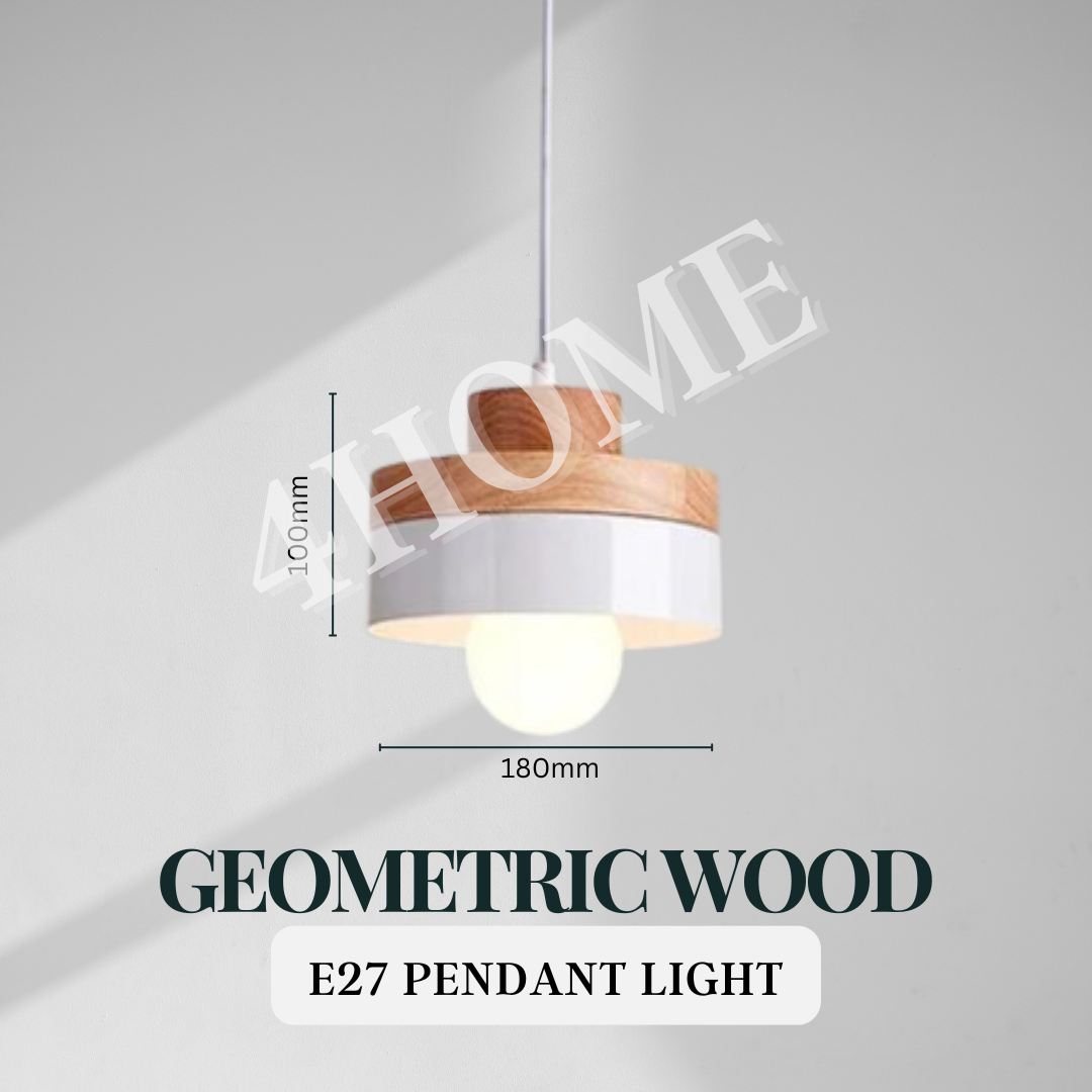 Premium Japanese Style Light Wood Scandinavian E27 Pendant Light Geometric 4HOME SINGAPORE - 4HOME