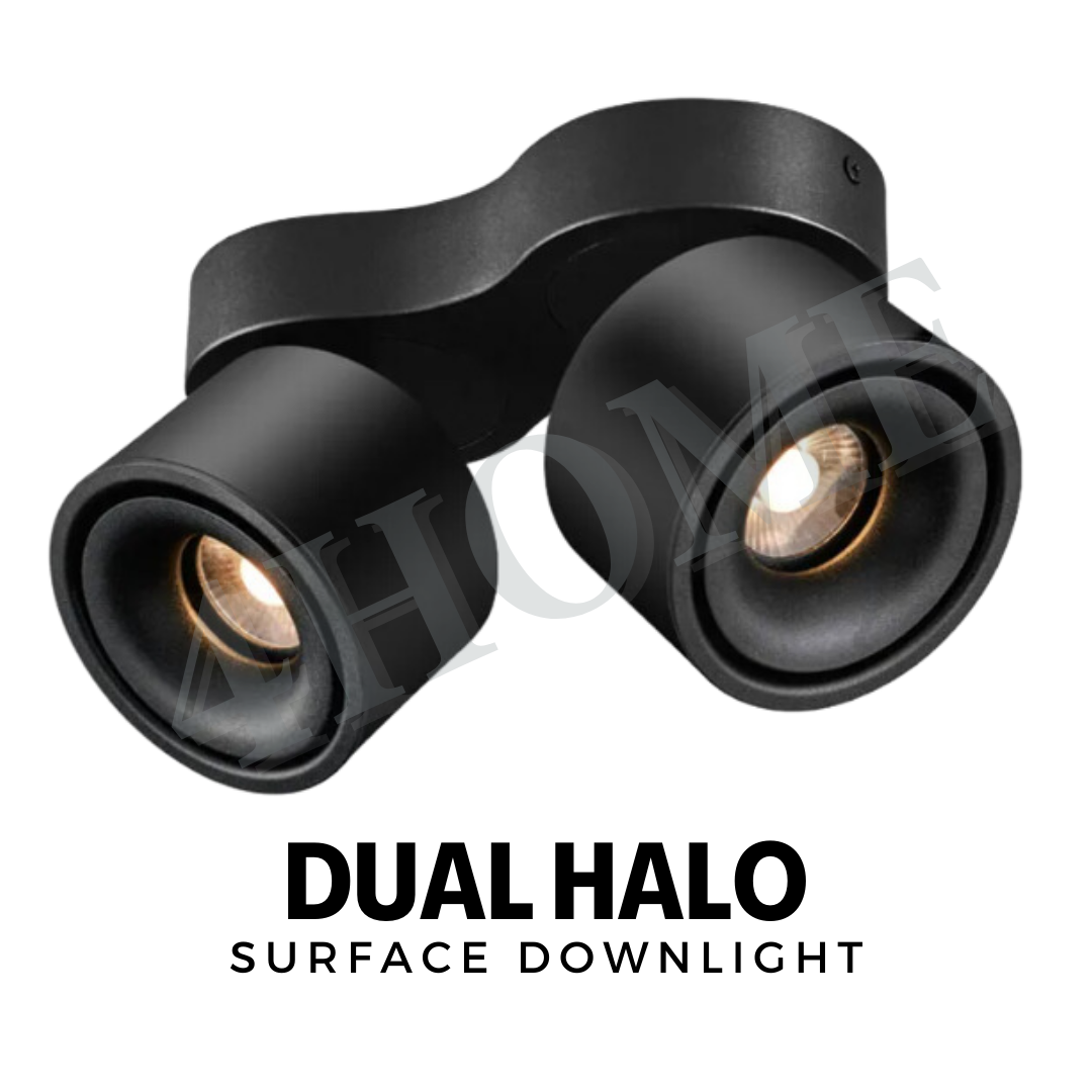 Premium White Black Single Head Double Head Halo Cylindrical Spotlight Surface Mounted Downlight 4HOME SINGAPORE - 4HOME