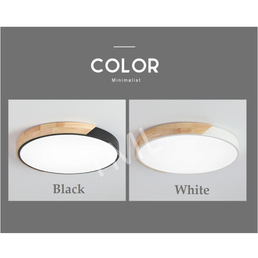 4HOME SINGAPORE 24W 36W Nordic Ceiling Light LED Black White with Wooden Frame - 4HOME