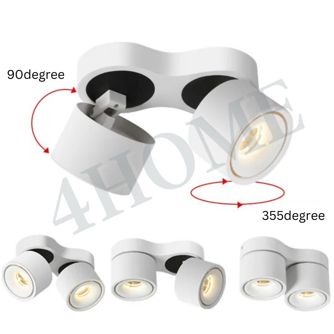 Premium White Black Single Head Double Head Halo Cylindrical Spotlight Surface Mounted Downlight 4HOME SINGAPORE - 4HOME