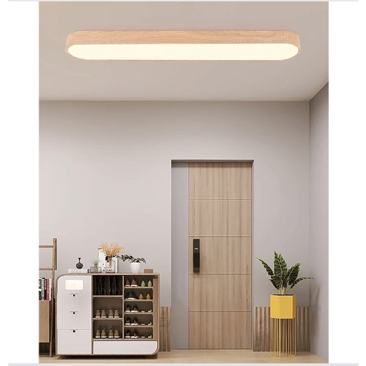 4HOME SINGAPORE 48W Wood Design Rectangular LED Ceiling Light Nordic Minimal Ceiling Light - Daylight for Kitchen Living Room - 4HOME