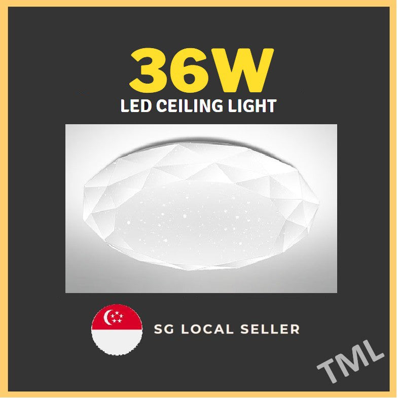 4HOME SINGAPORE Minimal LED Ceiling Light Glittering Star Design 36W Tri-tone Daylight Warm White - 4HOME
