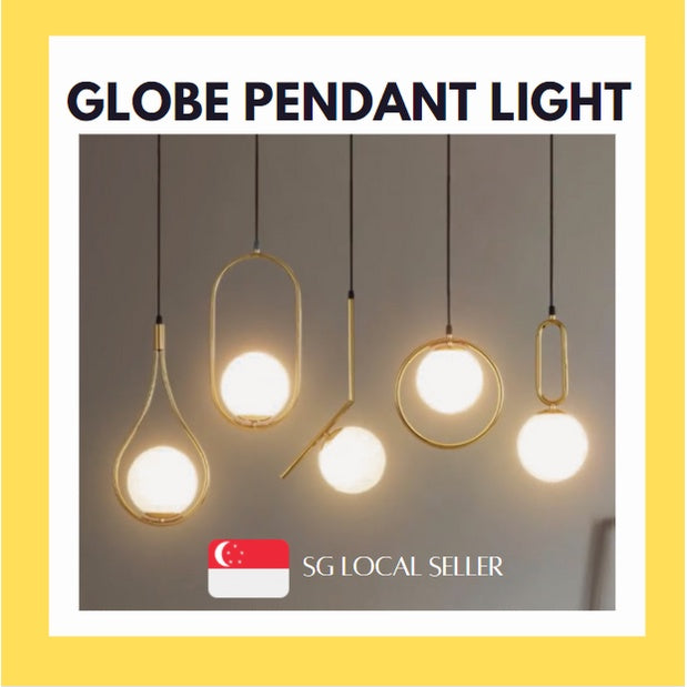 Premium Gold Minimalist Globe Pendant Light Bedside Dining Light 4HOME SINGAPORE - 4HOME