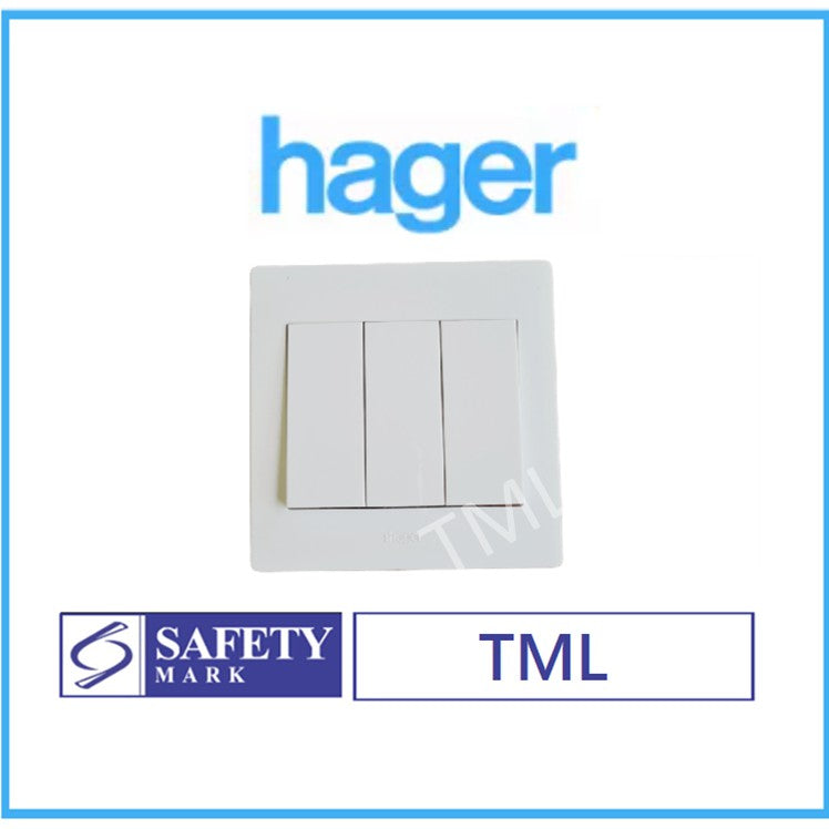 Hager 3Gang 3G1W 3G2W Triple Wall Switch White 4HOME SINGAPORE - 4HOME