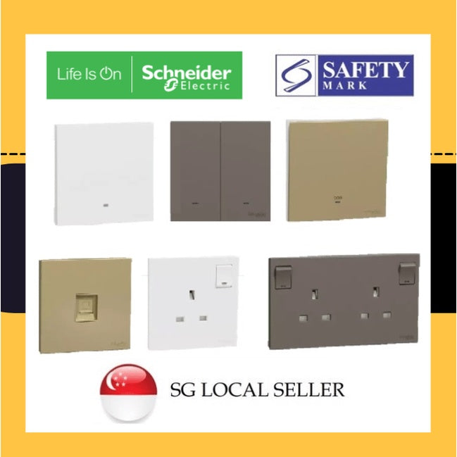 Schneider Avataron C Switch Socket Wine Gold Dark Grey White 4HOME SINGAPORE - 4HOME