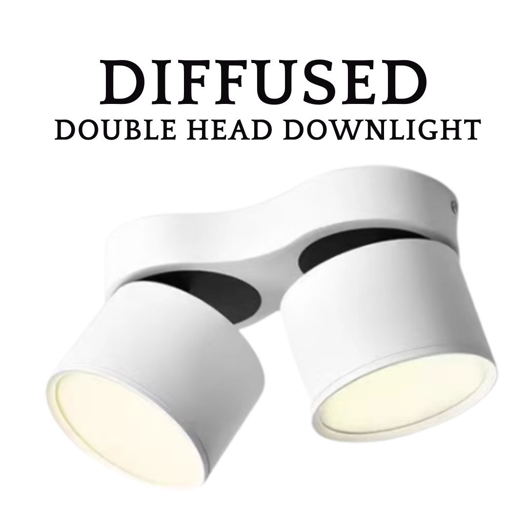DUO Diffused Double Head Rotatable Surface Downlight with Adjustable Angle 14W Tritone LED Ceiling Light