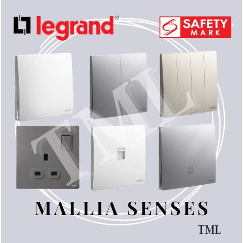 Legrand Mallia Senses Switch Socket Designer Matt Black Silver Champagne 4HOME SINGAPORE - 4HOME