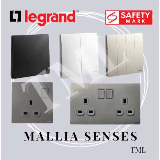 Legrand Mallia Senses Switch Socket Designer Matt Black Silver Champagne 4HOME SINGAPORE - 4HOME