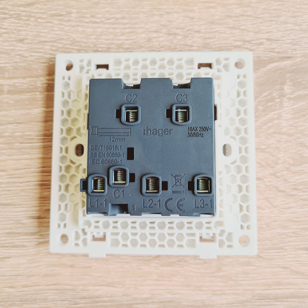 Hager 3Gang 3G1W 3G2W Triple Wall Switch White 4HOME SINGAPORE - 4HOME