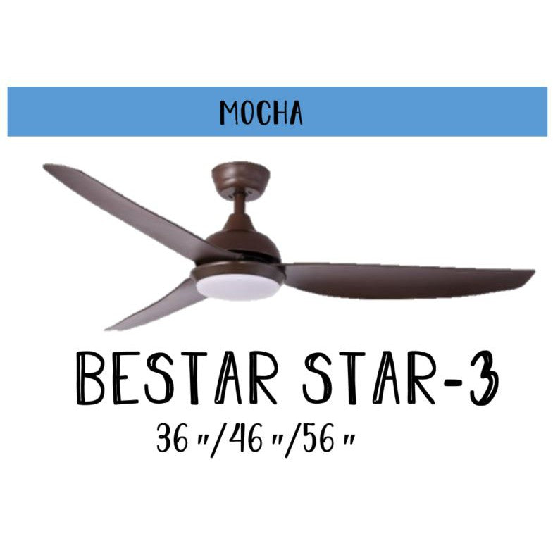 Bestar Star-3 Ceiling Fan with 24W LED Light 36inch 46inch 56inch 36" 46" 56" STAR3 4HOME SINGAPORE - 4HOME