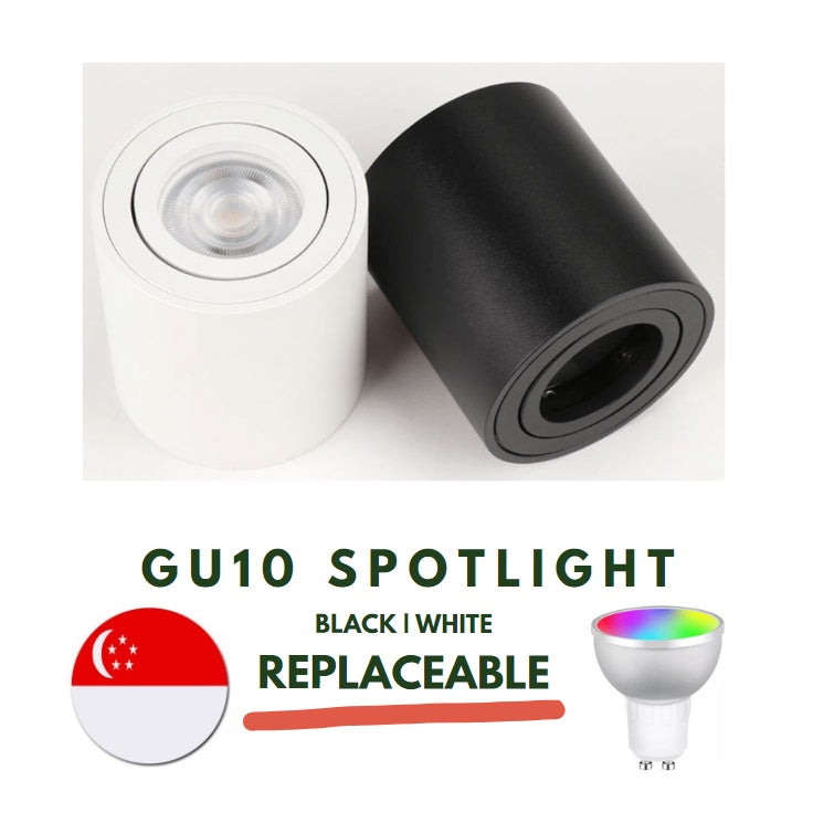 Premium LED GU10 Adjustable Spotlight Cylindrical Black White Replaceable GU10 Rotatable 4HOME SINGAPORE - 4HOME