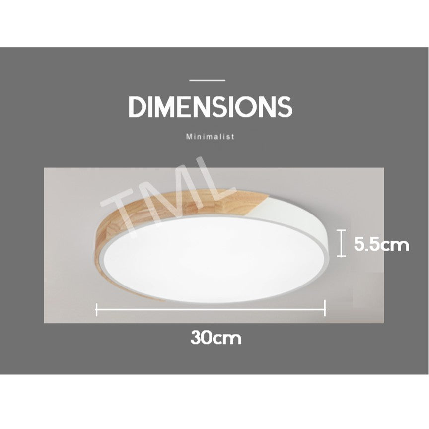 4HOME SINGAPORE 18W 24W 36W Nordic LED Ceiling Light Black White Wood Frame - 4HOME