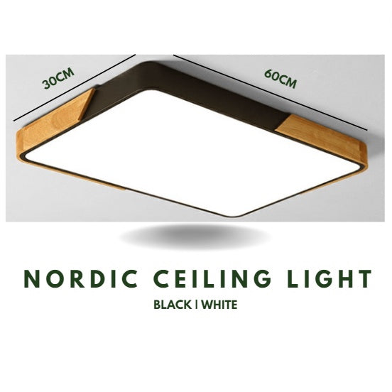 48W 72W Nordic Black White with Wood Rectangular LED Ceiling Light for Kitchen Living Room 4HOME SINGAPORE - 4HOME