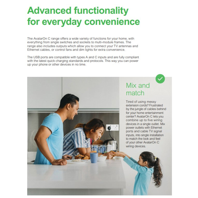 Schneider Avataron C 13A Single Socket with USB (Wine Gold, Dark Grey, White) 4HOME SINGAPORE - 4HOME