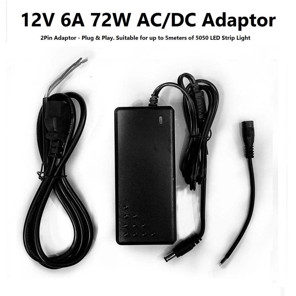 LED strip light AC DC Power Supply Adaptor Transformer 12V 6A 72W LED Driver 4HOME SINGAPORE - 4HOME