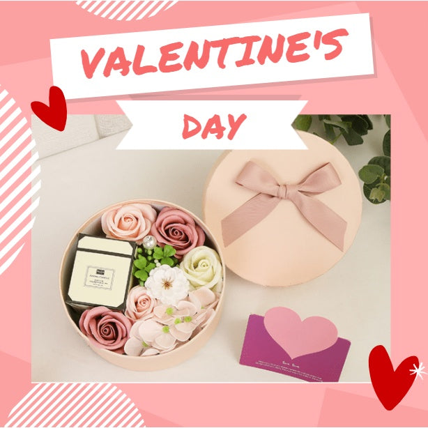 Floral Rose Gift Box with Fairy Light + Lavender Candle Gift Set for Girlfriend Birthday Wife Mother Mum Romantic 4HOME SINGAPORE - 4HOME