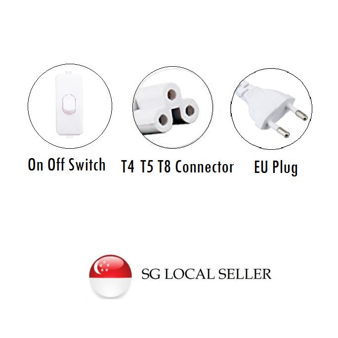 T4 T5 T8 LED Tube Connector Cable Power Cord EU Plug 1.8meters 4HOME SINGAPORE - 4HOME
