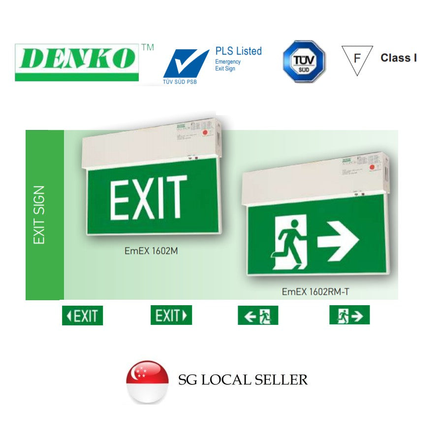 Denko EmEX LED Slim Emergency Exit Sign Single Sided 4HOME SINGAPORE - 4HOME
