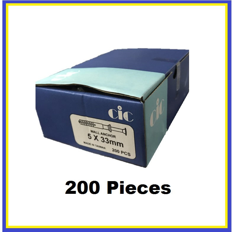 CIC Nylon Wall Anchor Plug 5x33mm 200pieces 4HOME SINGAPORE - 4HOME