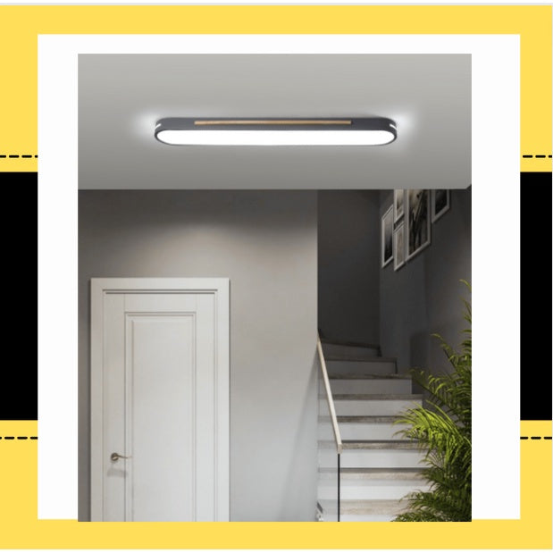 Nordic Wood Rectangular Linear Led Ceiling Light 24W Corridor Bedroom Balcony 4HOME SINGAPORE - 4HOME