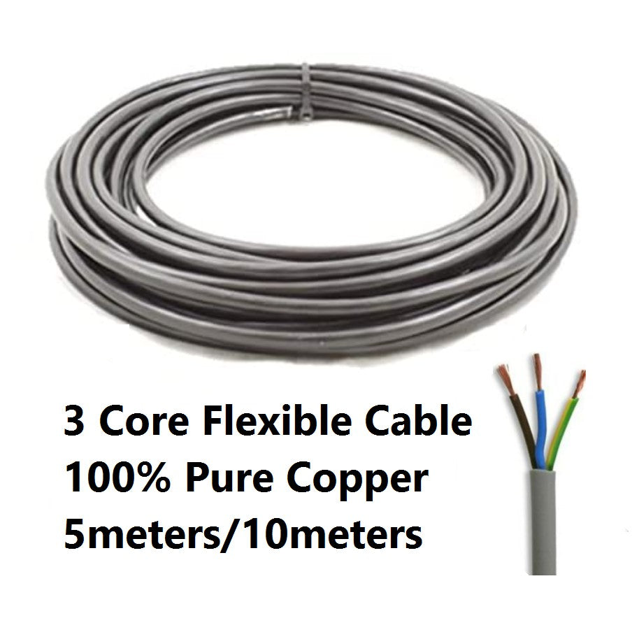 3 Core x 70/0076 x40/0076 PVC Electrical Cable Flexible Wire - 5meters 10 meters 3Cx40 4HOME SINGAPORE - 4HOME