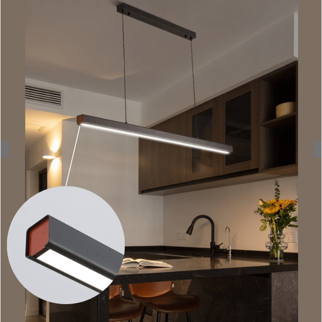 Premium Black Wood Linear Pendant Light 32W 3Tone Dining Island Study Kitchen 4HOME SINGAPORE - 4HOME