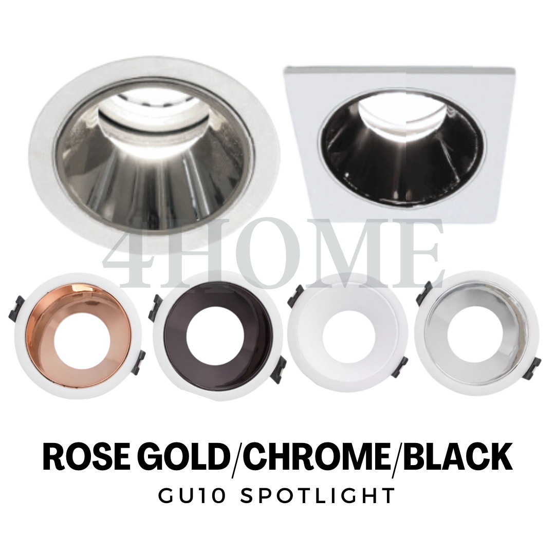 Rose Gold Chrome Black LED Recessed Spotlight High Depth GU10 Thin Frame Eclipse 4HOME SINGAPORE - 4HOME