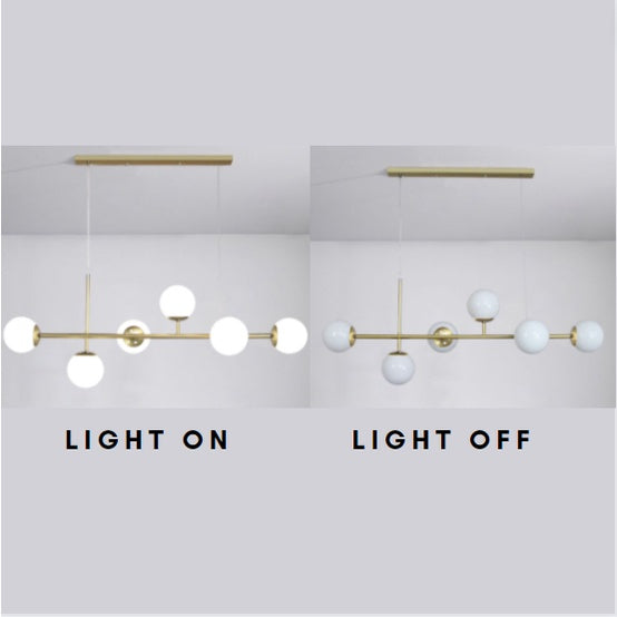 Nordic LUX Gold Globe Linear Chandelier Pendant Light Tri-tone for Dining Island E27 4HOME SINGAPORE - 4HOME