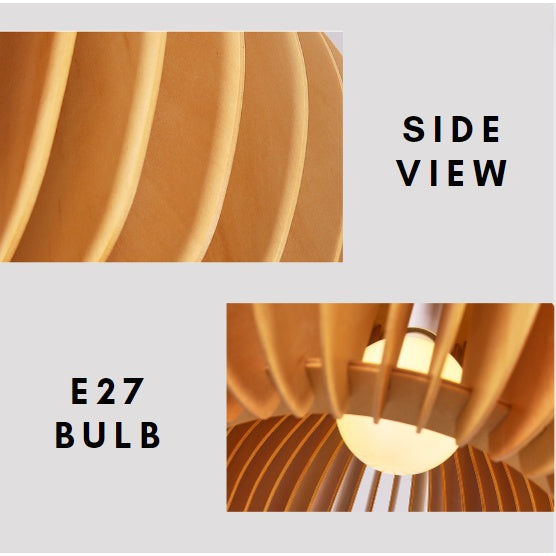 Nordic Wood Pumpkin Ceiling Light Corridor Japanese Style 4HOME SINGAPORE - 4HOME