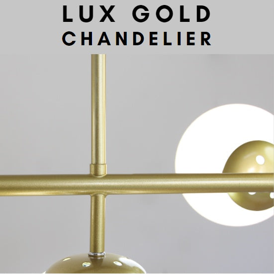 Nordic LUX Gold Globe Linear Chandelier Pendant Light Tri-tone for Dining Island E27 4HOME SINGAPORE - 4HOME