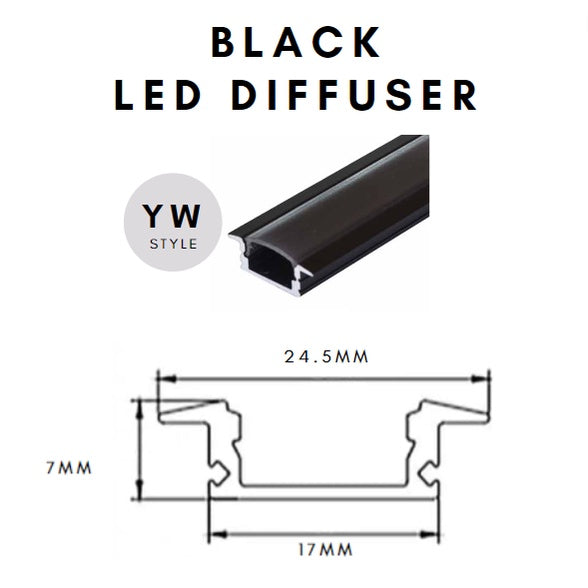 BLACK LED Strip Light Diffuser Channel 1meter Surface Mount Recessed Type 4HOME SINGAPORE - 4HOME