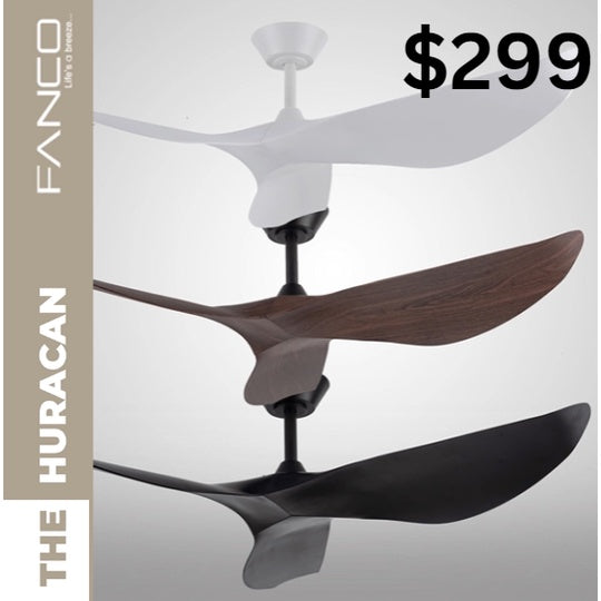 Fanco Designer DC Ceiiling Fans 52" 3blades HURACAN Wood Black White 4HOME SINGAPORE - 4HOME