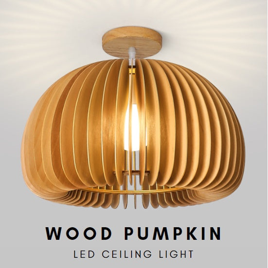 Nordic Wood Pumpkin Ceiling Light Corridor Japanese Style 4HOME SINGAPORE - 4HOME