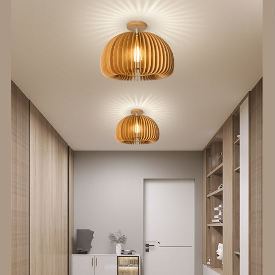 Nordic Wood Pumpkin Ceiling Light Corridor Japanese Style 4HOME SINGAPORE - 4HOME
