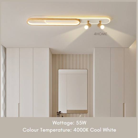 Nordic Japanese Wood Linear Spotlight Rectangular Long Ceiling Light Cool White Corridor Bathroom Kitchen 4HOME SINGAPORE - 4HOME